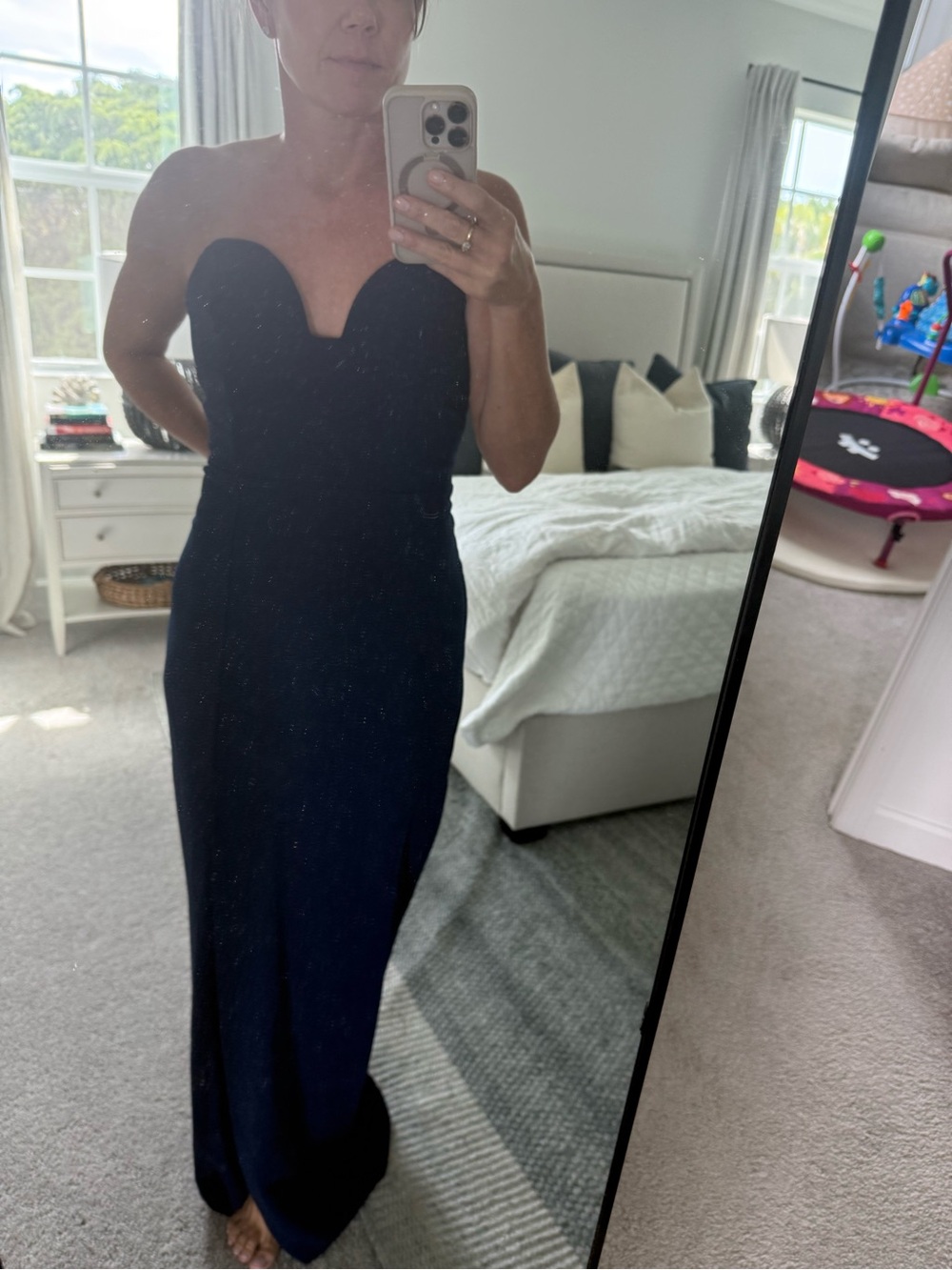 Nicole Miller Navy Strapless Sweetheart Gown